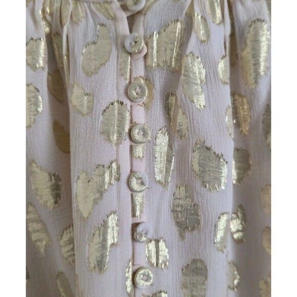 Rebecca Taylor Silk Metallic Flecked Button Front Blouse Size 8 - Picture 3 of 10